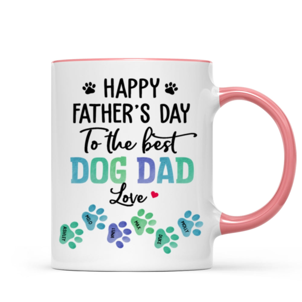 23051253743_Happy Father‘s Day Best Dog Dad Watercolor Paws Personalized Mug