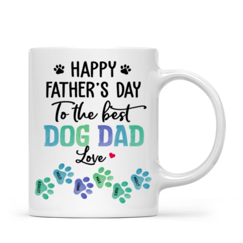 23051253743_Happy Father‘s Day Best Dog Dad Watercolor Paws Personalized Mug