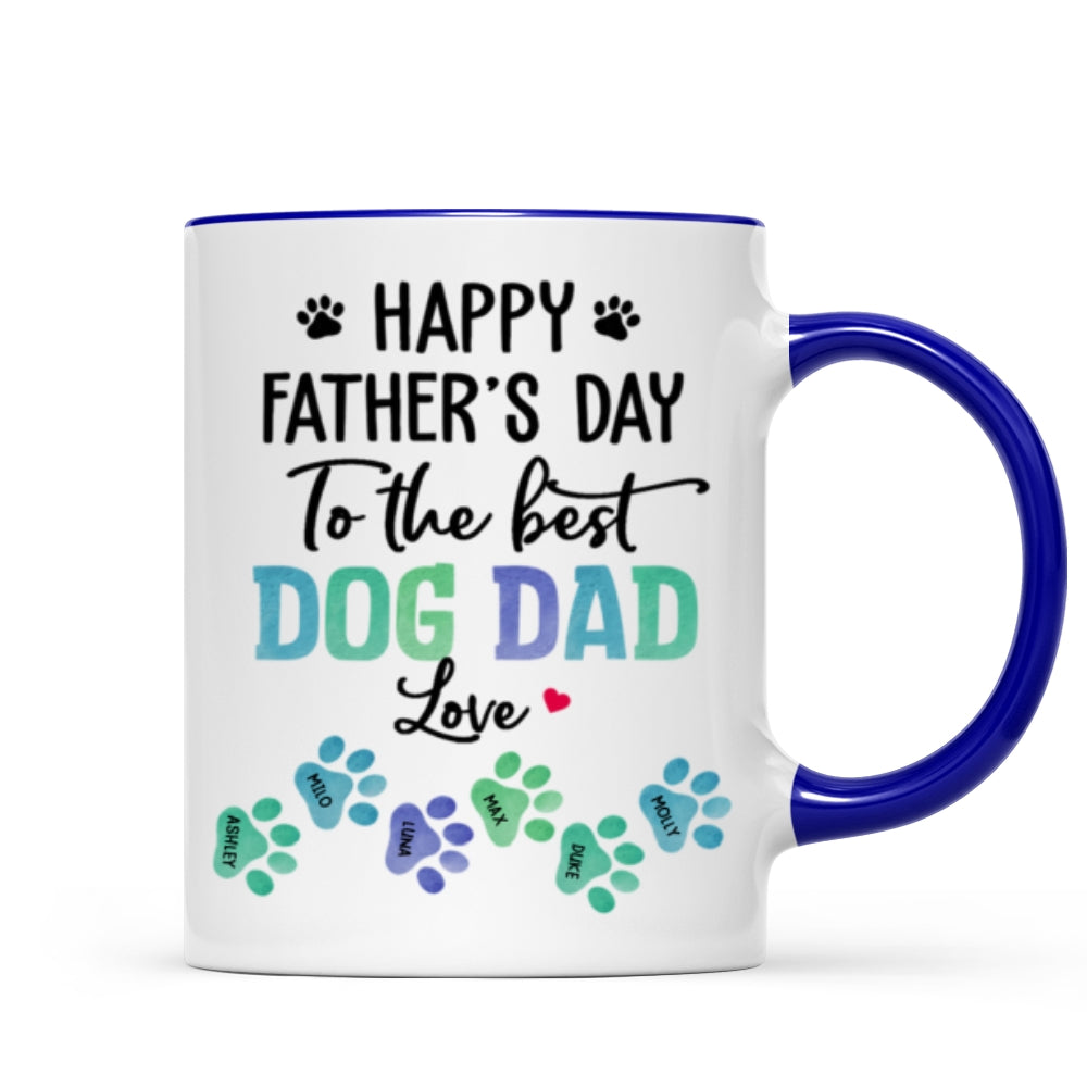 23051253743_Happy Father‘s Day Best Dog Dad Watercolor Paws Personalized Mug
