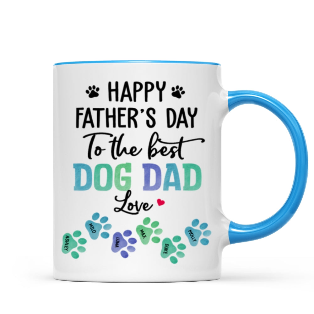 23051253743_Happy Father‘s Day Best Dog Dad Watercolor Paws Personalized Mug