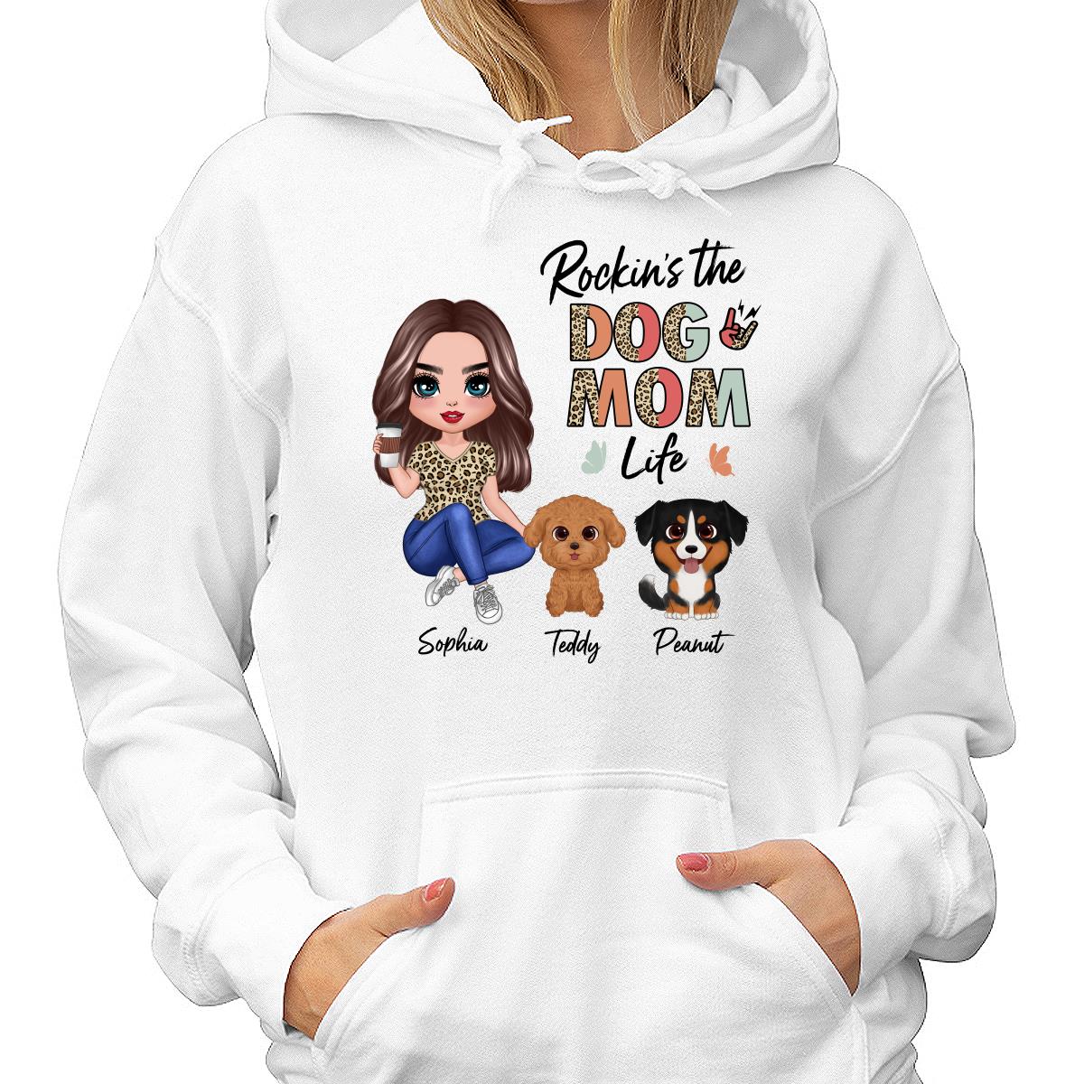 Rockin‘ Dog Mom Life Leopard Cute Watercolor Dog Personalized Shirt