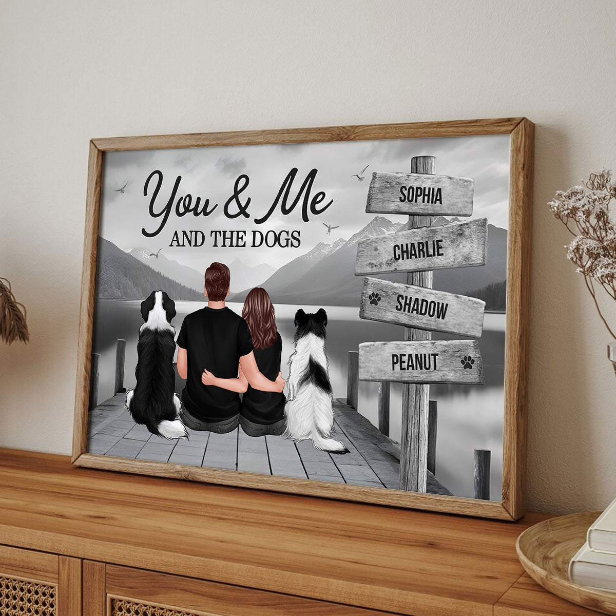 Couple You Me And The Dogs Cats Sign Posts Personalized Poster, Home Decoration, Gift For Couple, Dog Lovers, Cat Lovers, Pet Lovers_Onboarding