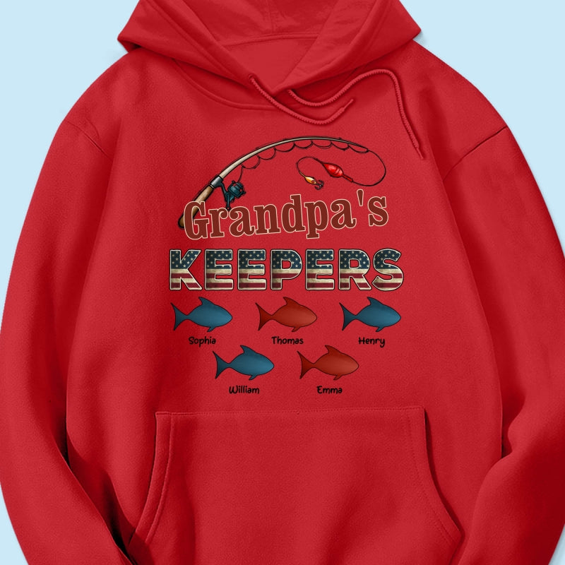 Nation Flag Grandpa's Keepers Fishing 4th Of July Personalized Shirt