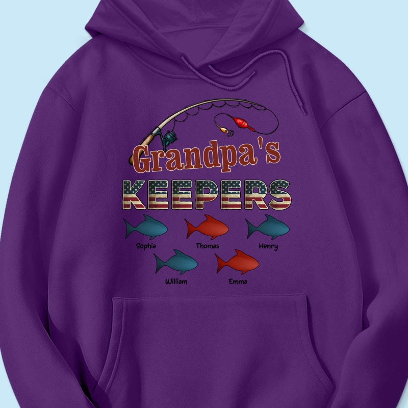 Nation Flag Grandpa's Keepers Fishing 4th Of July Personalized Shirt
