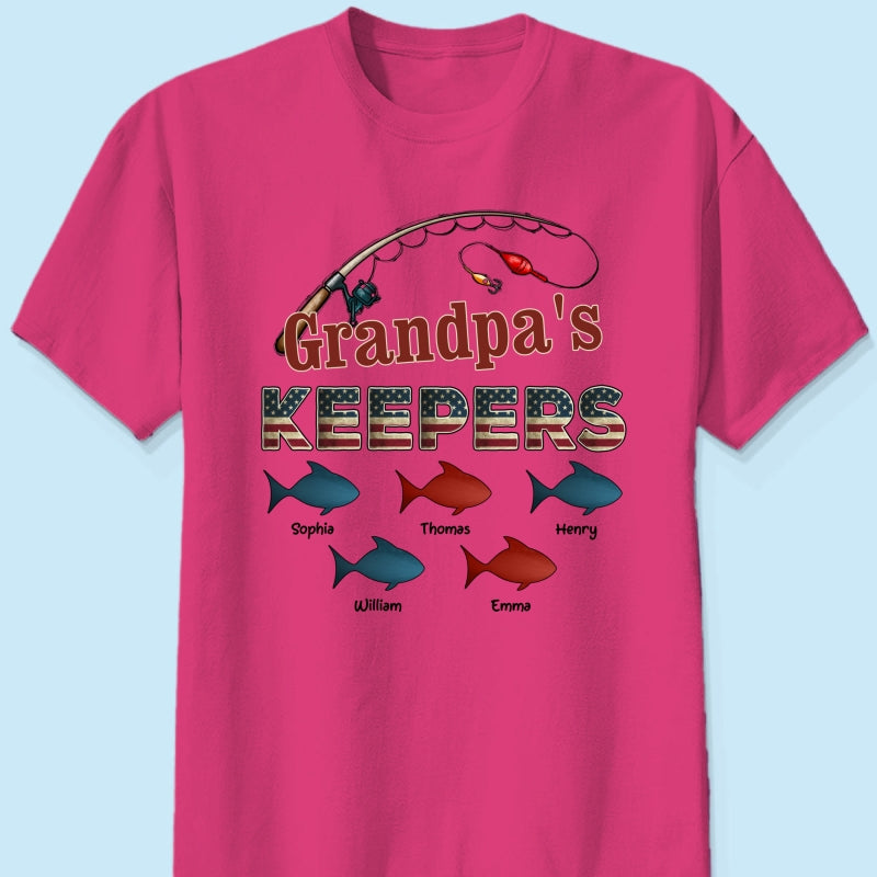 Nation Flag Grandpa's Keepers Fishing 4th Of July Personalized Shirt