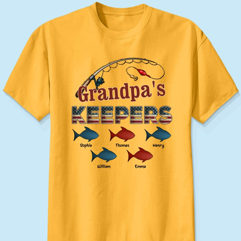 Nation Flag Grandpa's Keepers Fishing 4th Of July Personalized Shirt