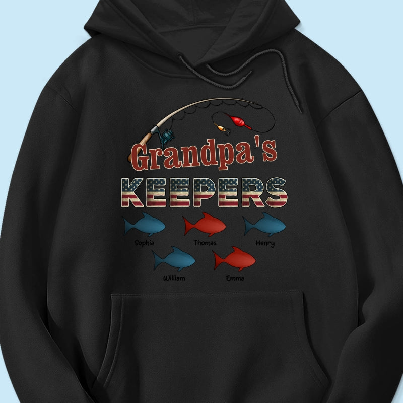 Nation Flag Grandpa's Keepers Fishing 4th Of July Personalized Shirt