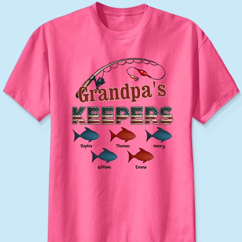 Nation Flag Grandpa's Keepers Fishing 4th Of July Personalized Shirt