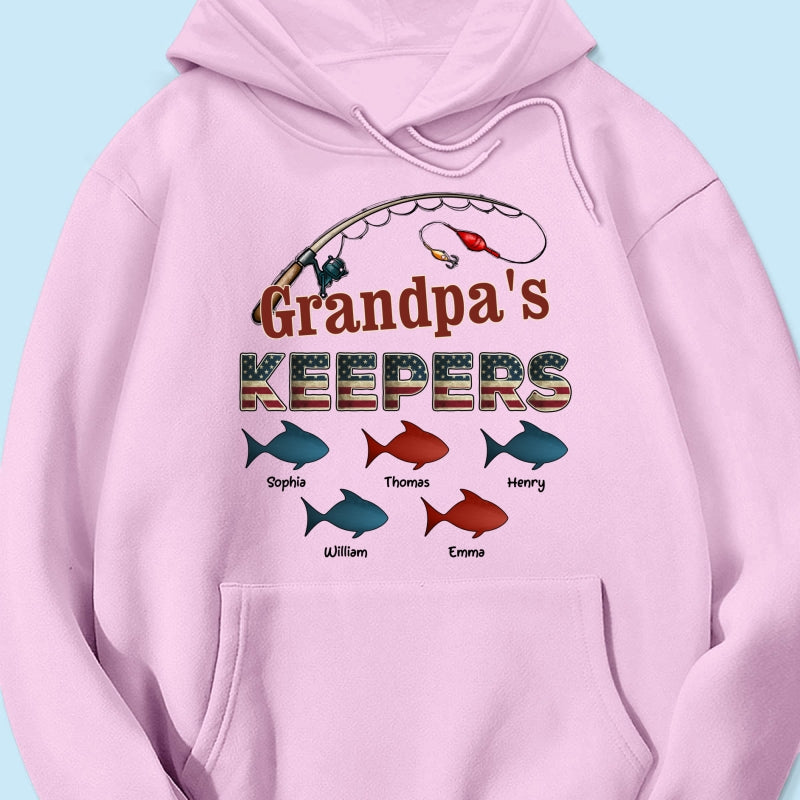 Nation Flag Grandpa's Keepers Fishing 4th Of July Personalized Shirt