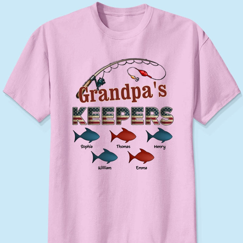 Nation Flag Grandpa's Keepers Fishing 4th Of July Personalized Shirt
