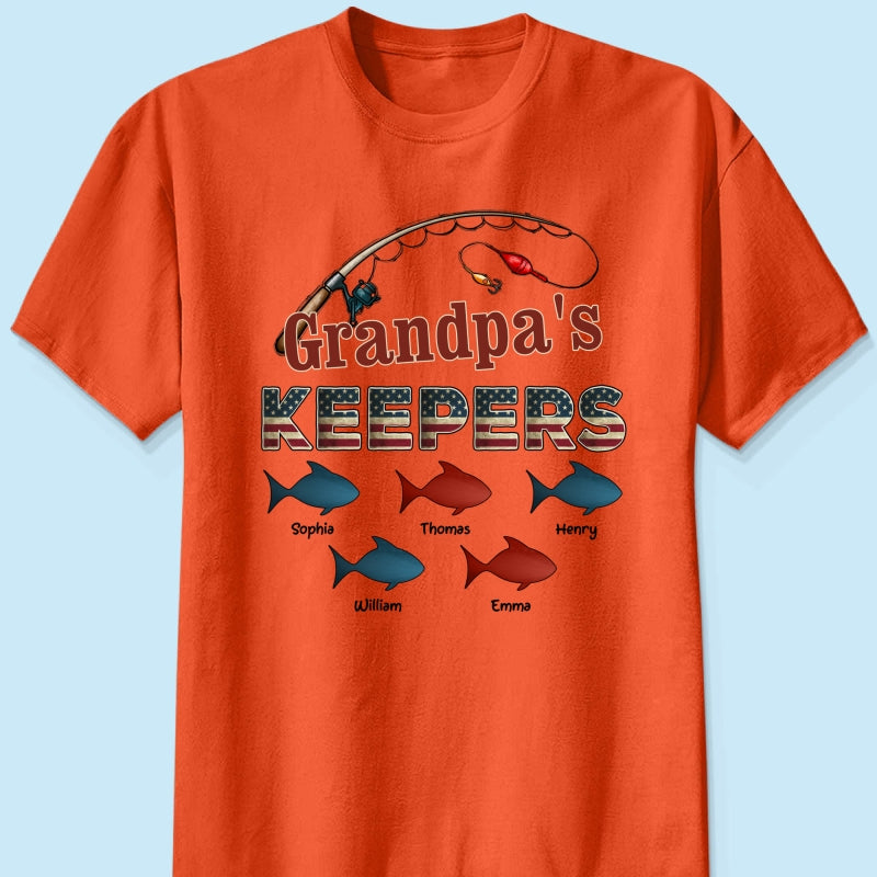Nation Flag Grandpa's Keepers Fishing 4th Of July Personalized Shirt
