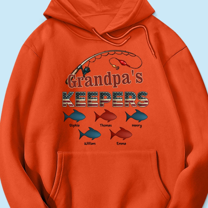 Nation Flag Grandpa's Keepers Fishing 4th Of July Personalized Shirt