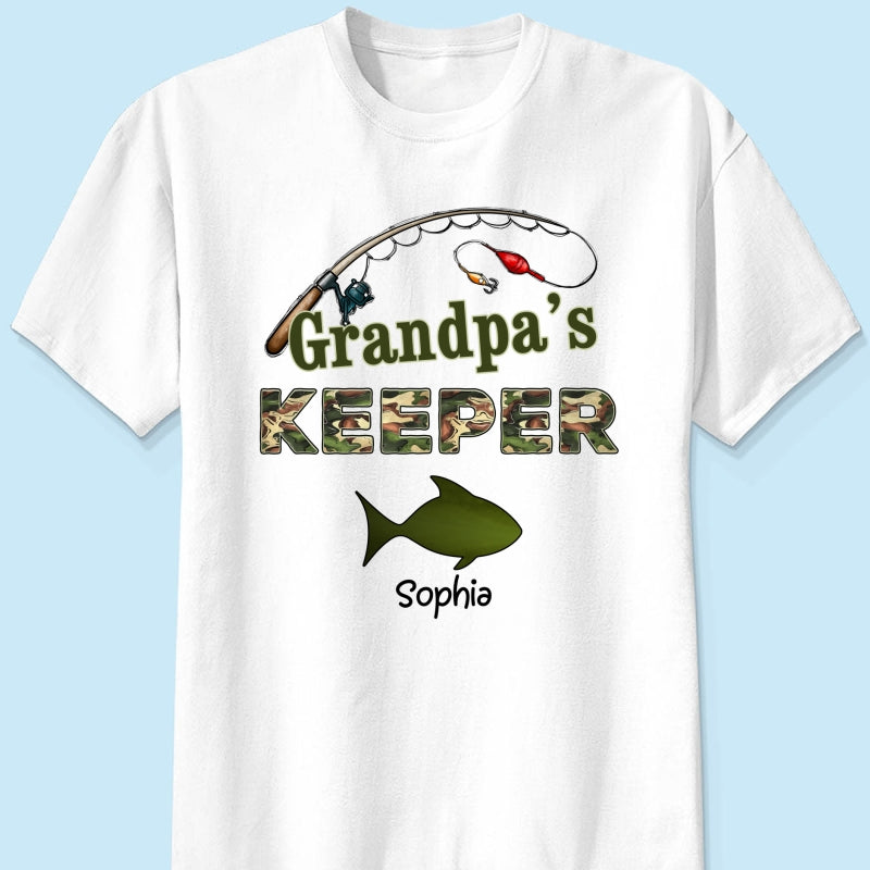 Copy of Grandpa‘s Keepers Camouflage Pattern Fishing Personalized Shirt, Birthday Gift For Grandpa, Father's Day Gift or Just Because