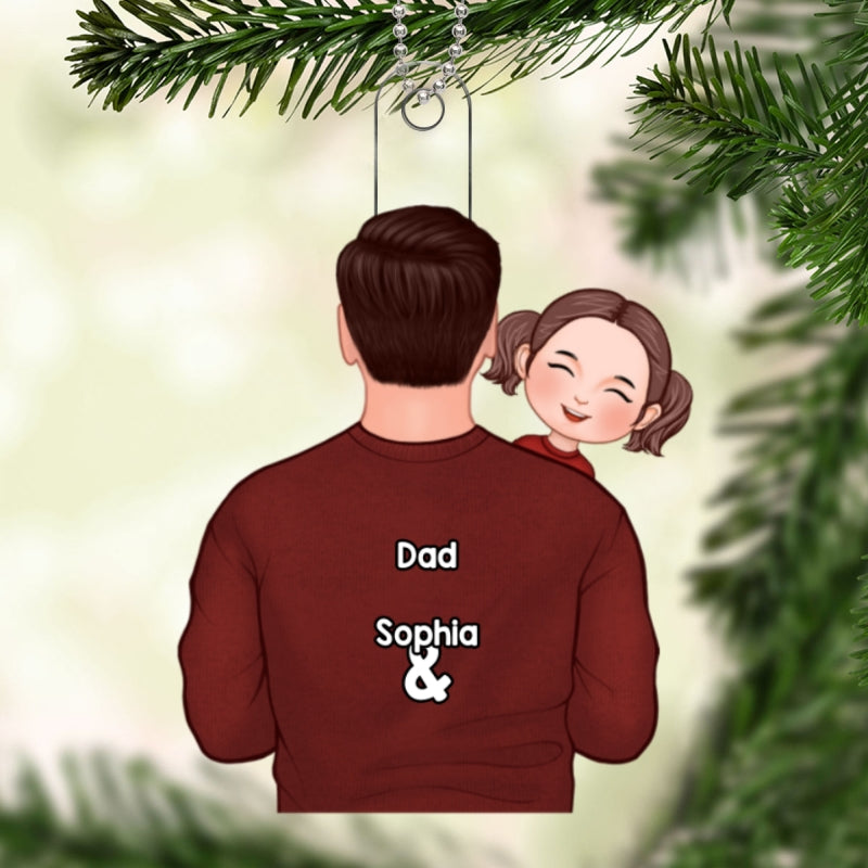 Dad Holding Kids Back View Christmas Gift For Him Personalized Acrylic Ornament