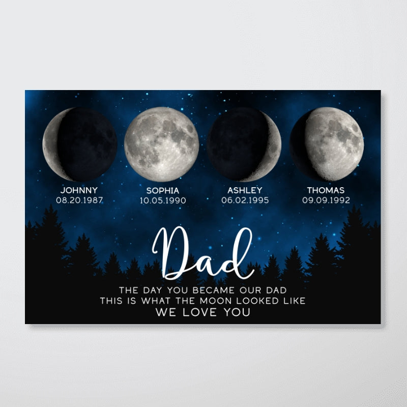 1202502102075 This Is What The Moon Looked Like The Day You Became Dad Grandpa Custom Birth Moon Phase Personalized Poster