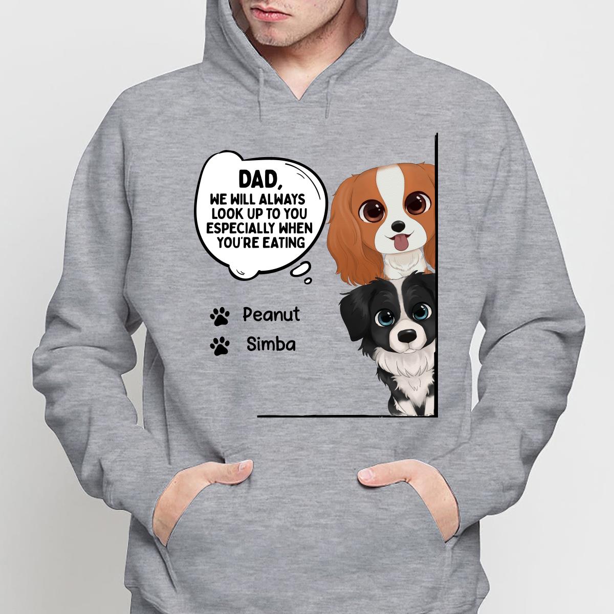 Dog Dad Mom We’ll Always Look Up To You Watercolor Cute Dogs Peeking Personalized Shirt
