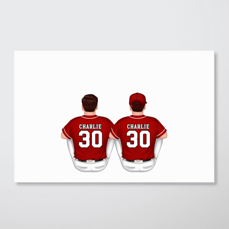 lay file in_Daddy's Team Baseball Family Sitting Personalized Poster, Father's Day Gift For Dad, Grandpa, Husband