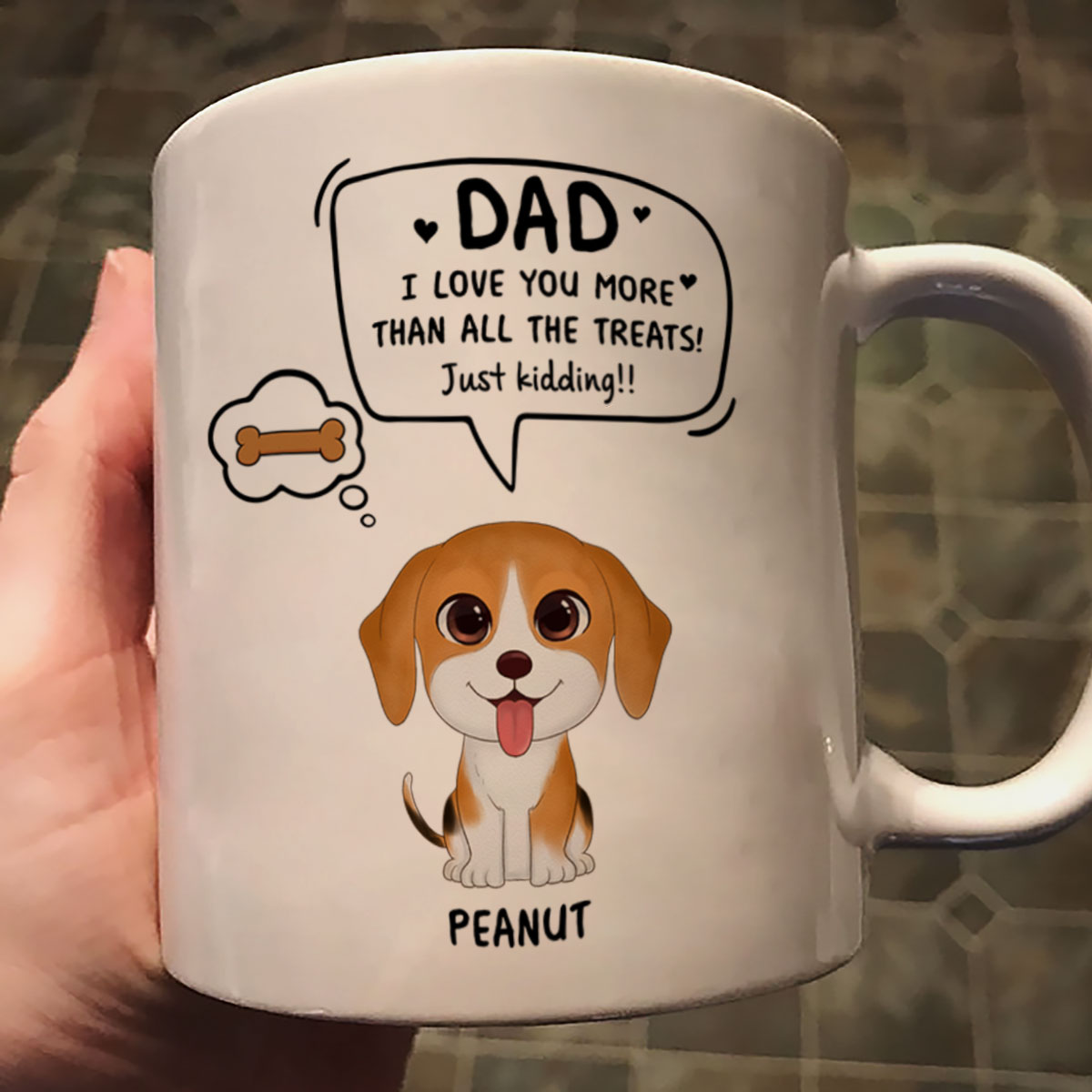 We Love You More Than All The Treats Watercolor Cute Dogs Gift For Dad Personalized Mug