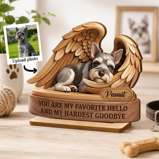 My Favorite Hello and Hardest Goodbye Pet Memorial - Personalized 2-Layered Wooden Plaque - Heartfelt Sympathy Keepsake