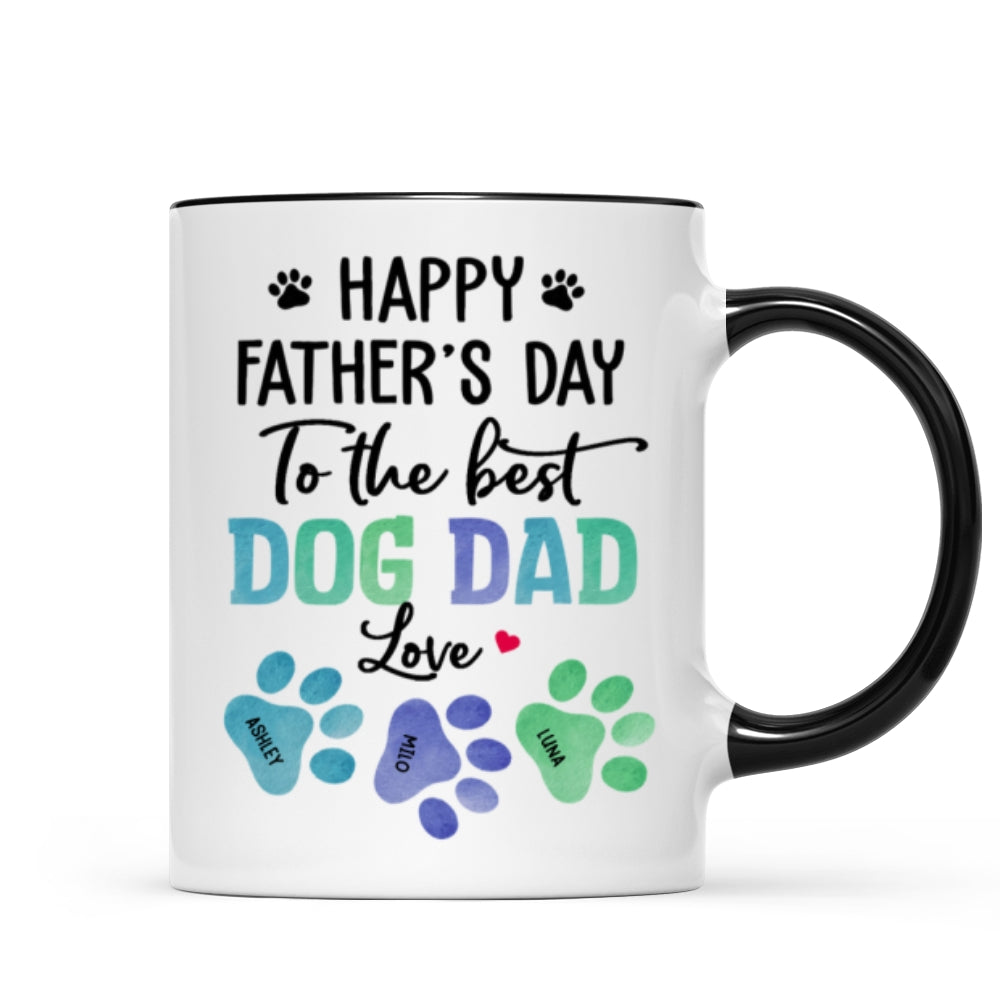 23051253743_Happy Father‘s Day Best Dog Dad Watercolor Paws Personalized Mug
