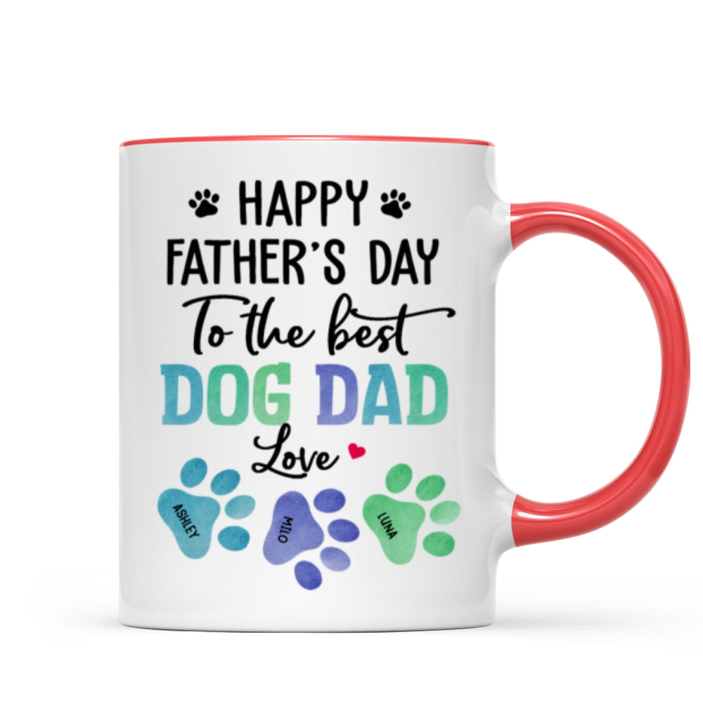 23051253743_Happy Father‘s Day Best Dog Dad Watercolor Paws Personalized Mug