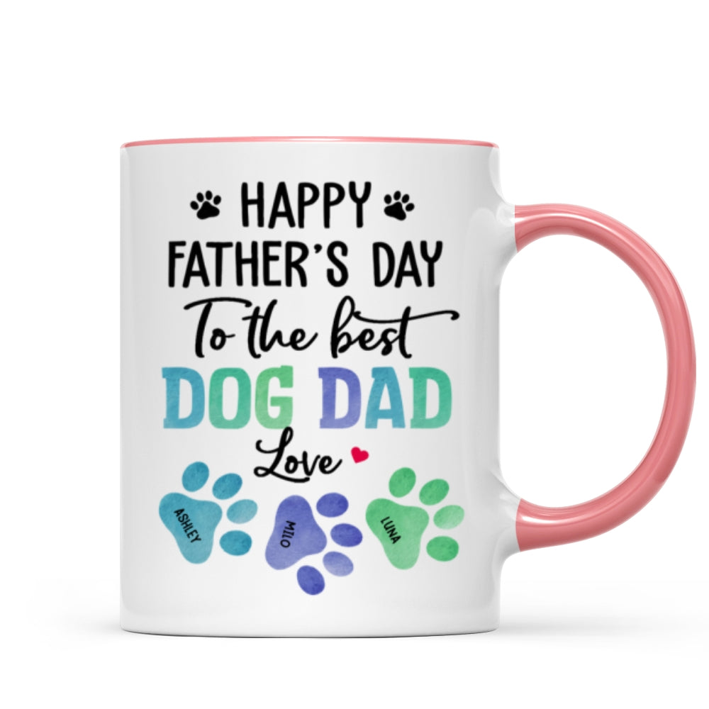 23051253743_Happy Father‘s Day Best Dog Dad Watercolor Paws Personalized Mug