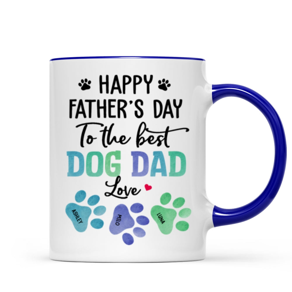 23051253743_Happy Father‘s Day Best Dog Dad Watercolor Paws Personalized Mug