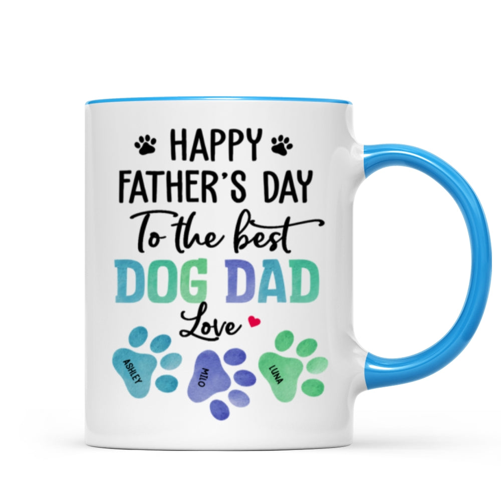 23051253743_Happy Father‘s Day Best Dog Dad Watercolor Paws Personalized Mug