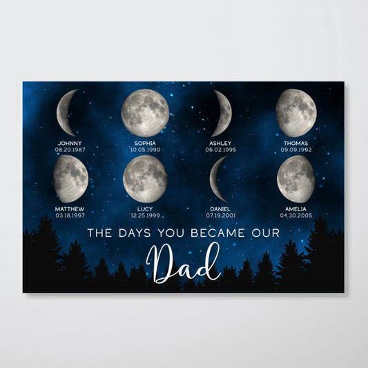 AMZ 202502252238 Galaxy Night The Days You Became Our Mom Birthday Moon Phase Personalized Canvas, A Heartfelt Gift for Mom’s Birthday, Mother’s Day, or Just Because