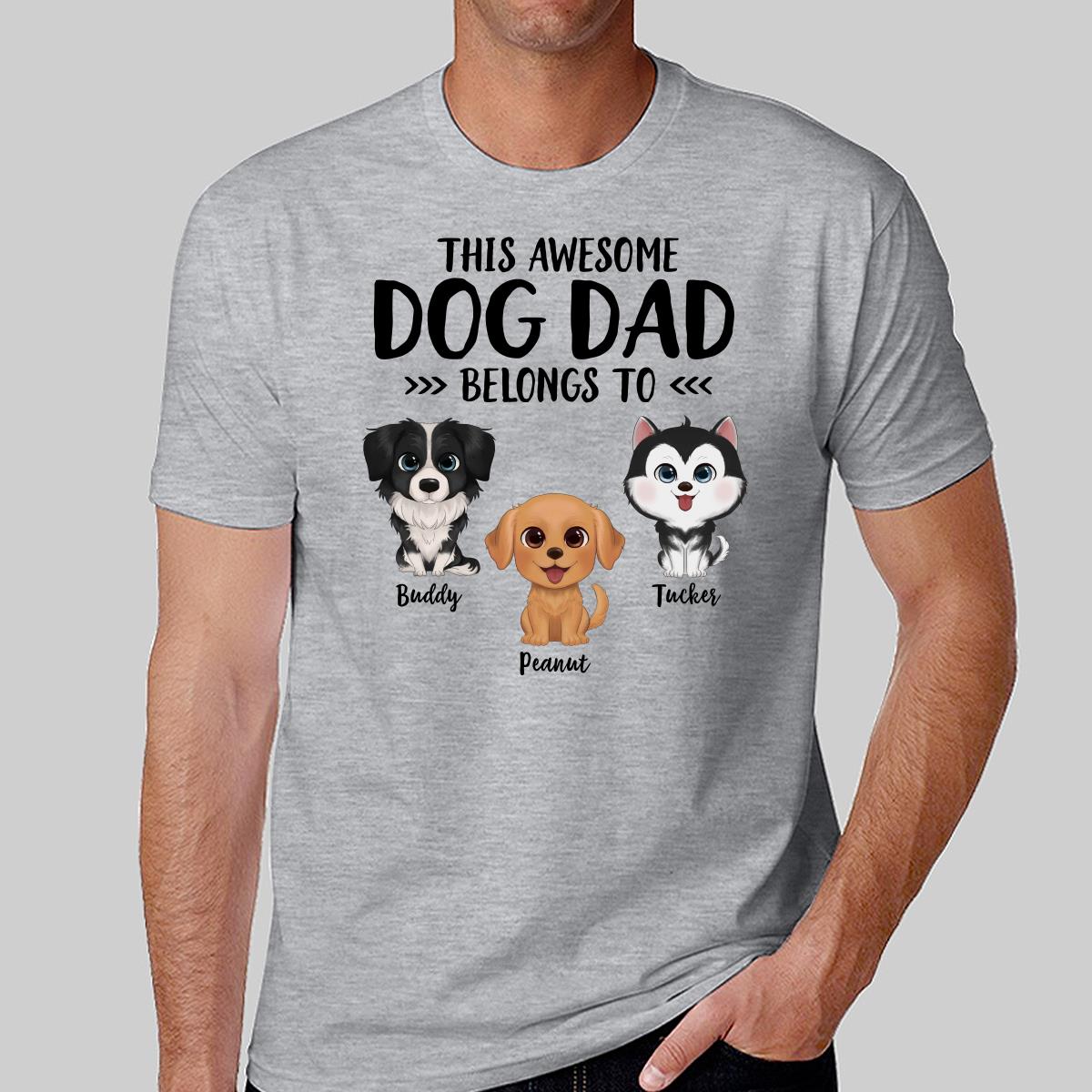 This Awesome Dog Dad Dog Mom Belongs To Watercolor Cute Dogs Personalized Shirt