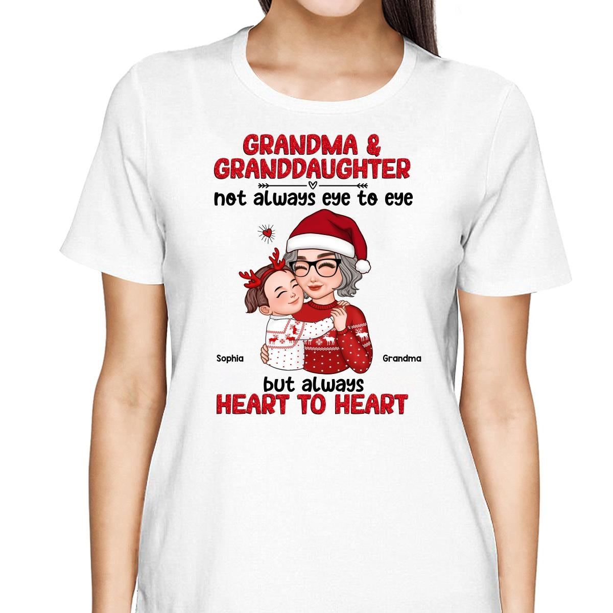 Grandma Granddaughter Grandson Always Heart To Heart Personalized Shirt