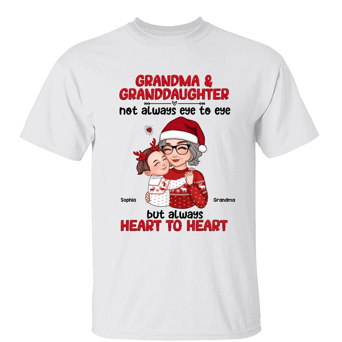 Grandma Granddaughter Grandson Always Heart To Heart Personalized Shirt
