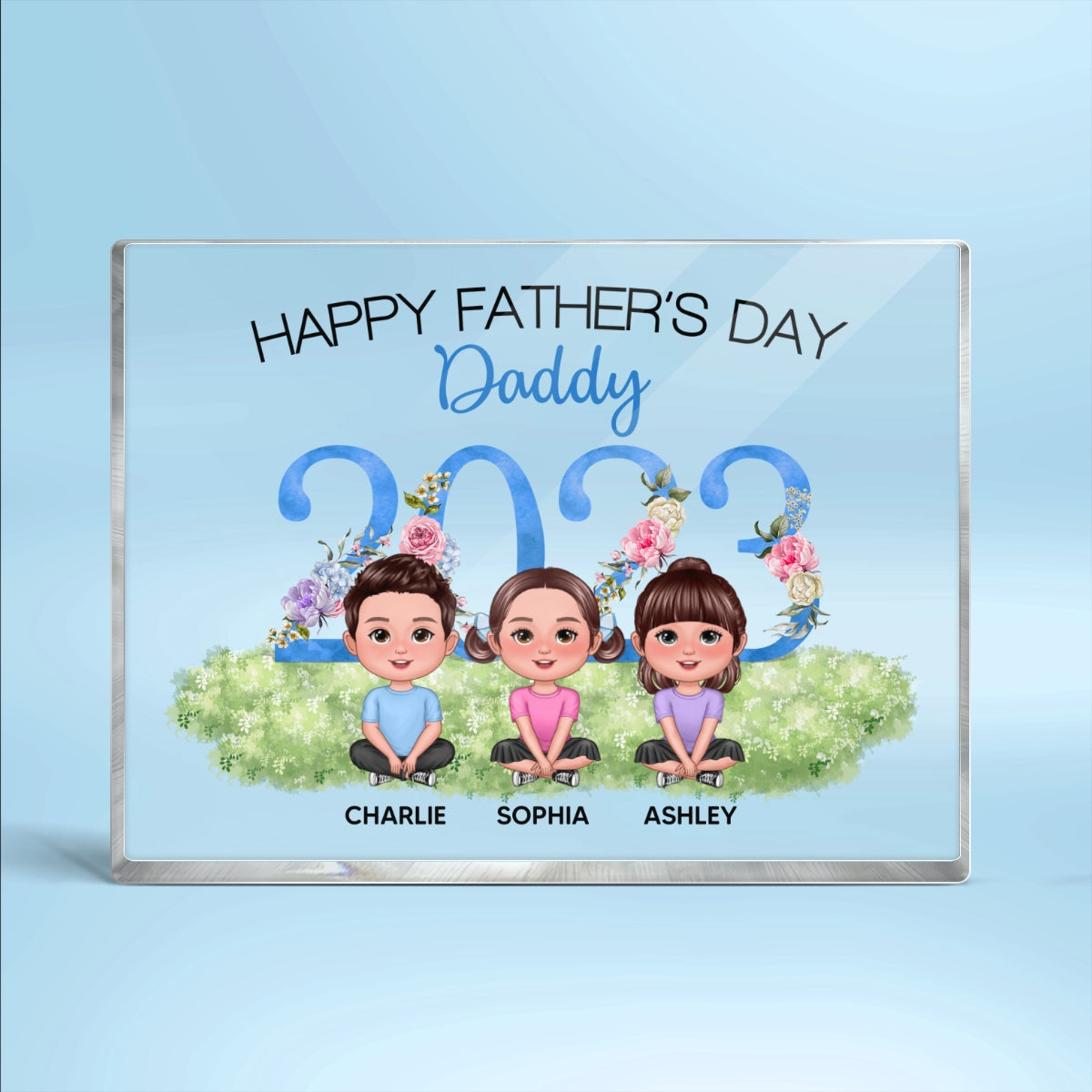 Happy Father‘s Day Doll Kids 2023 Personalized Rectangle Acrylic Block Plaque