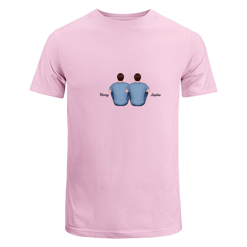 Back View Whole Family Kids Dogs Cats