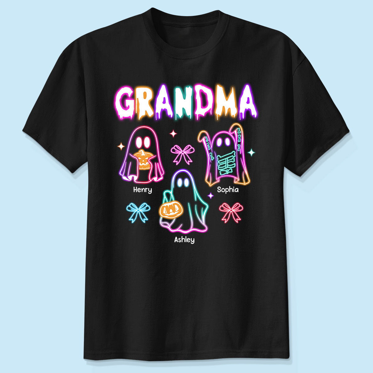 Halloween Grandma Boo Neon Style Personalized Shirt