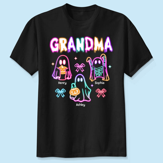 Halloween Grandma Boo Neon Style Personalized Shirt