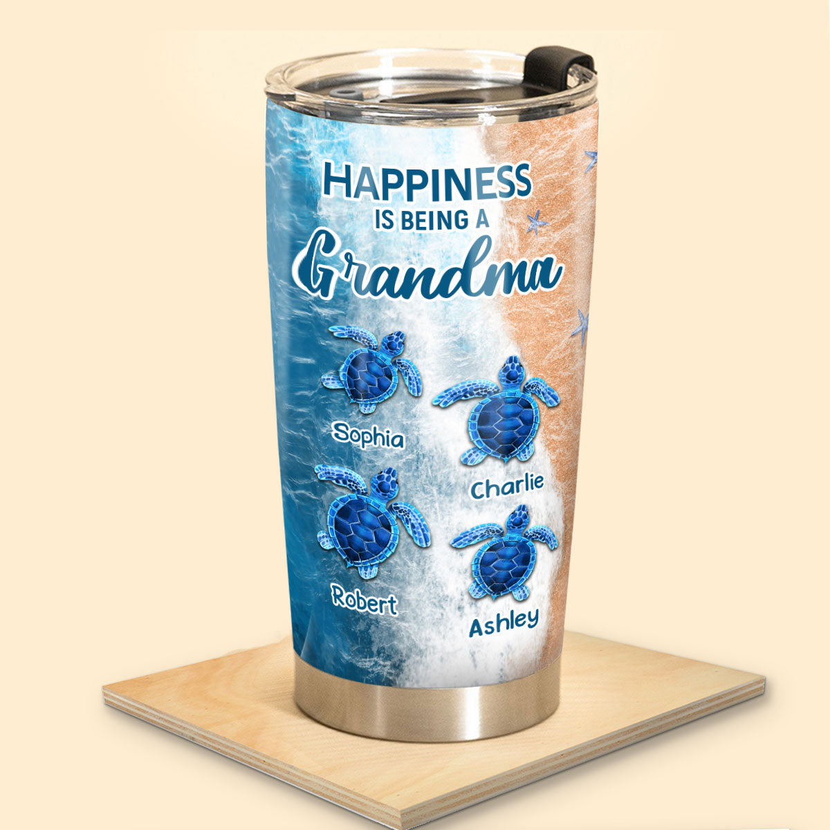 Happiness Is Being Called Grandma Turtles Summer Personalized Tumbler