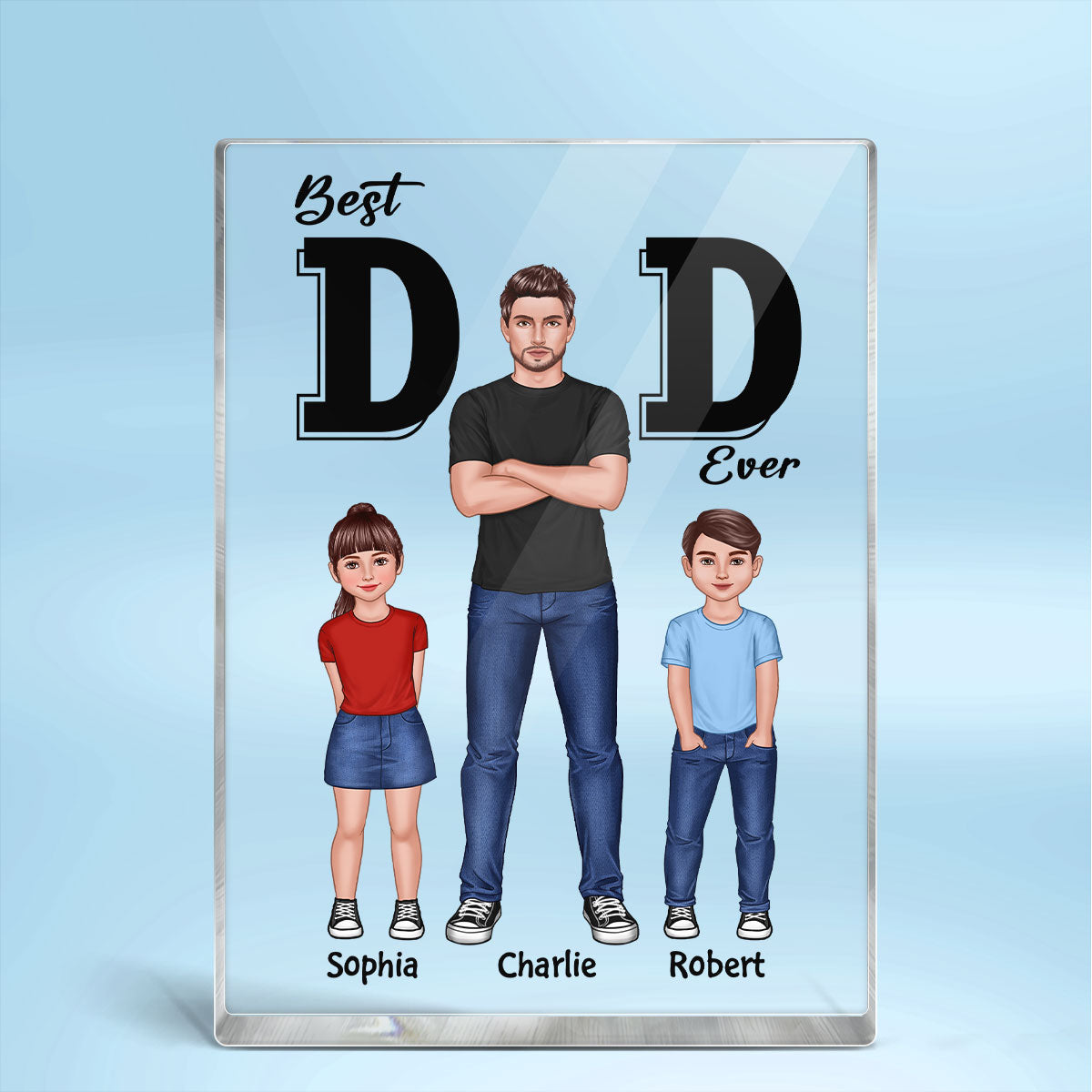 Best Dad Ever Cool Dad And Kids Personalized Rectangle Acrylic Block Plaque