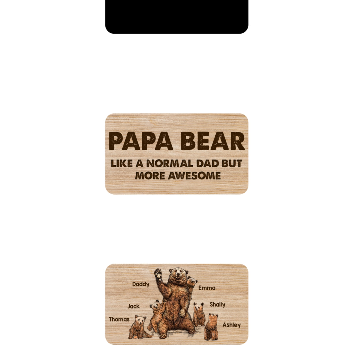 Papa Daddy Bear Family Personalized Wooden Keychain