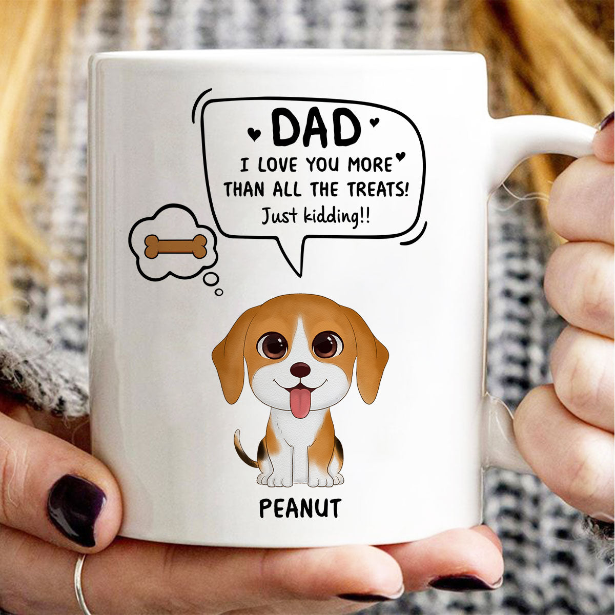 We Love You More Than All The Treats Watercolor Cute Dogs Gift For Dad Personalized Mug