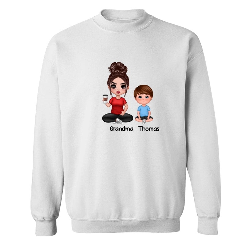 Doll Mom And Kids Sitting