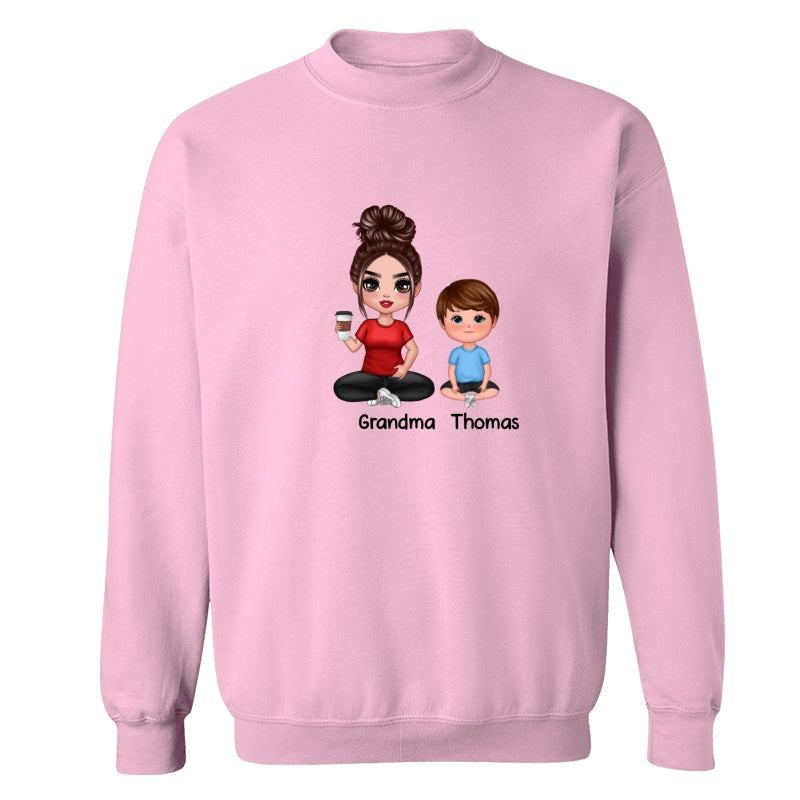 Doll Mom And Kids Sitting