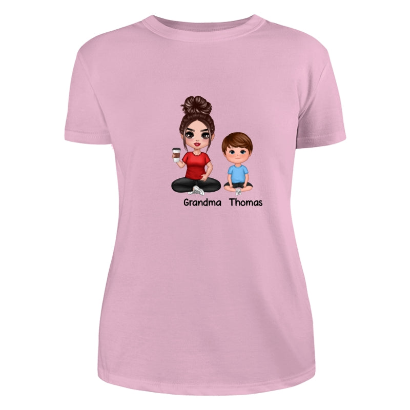 Doll Mom And Kids Sitting