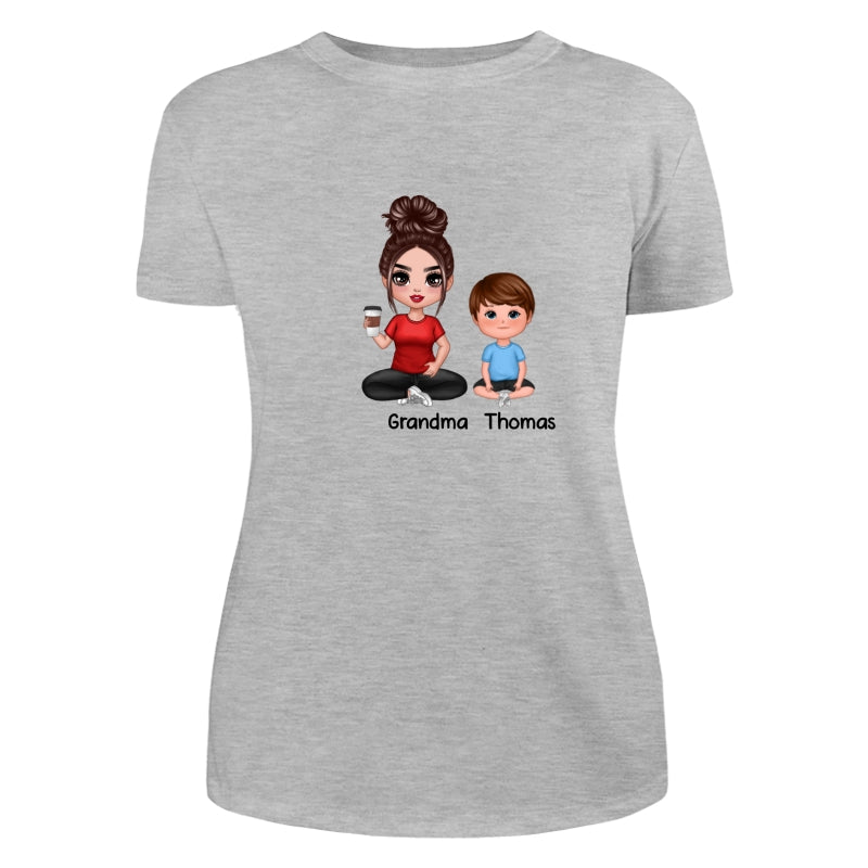 Doll Mom And Kids Sitting