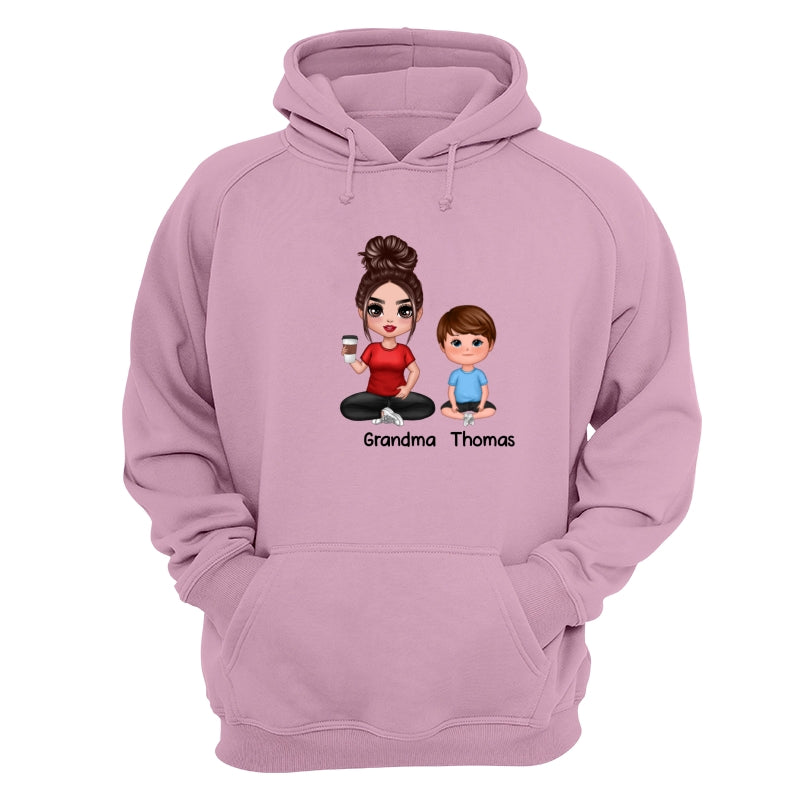 Doll Mom And Kids Sitting