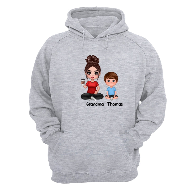 Doll Mom And Kids Sitting