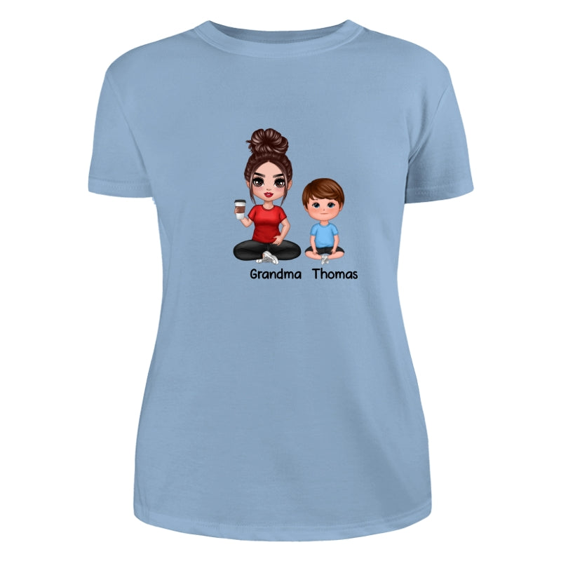 Doll Mom And Kids Sitting