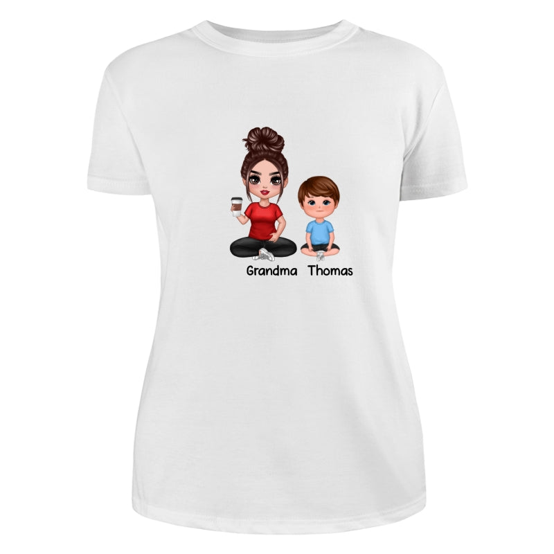 Doll Mom And Kids Sitting