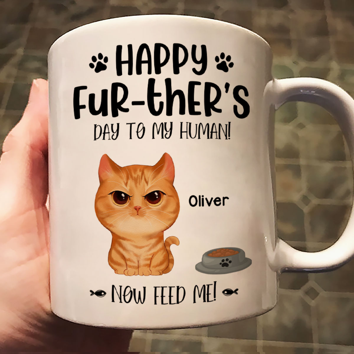 Angry Watercolor Cute Cats Happy Fur-ther‘s Day Father’s Day Gift For Cat Dads Personalized Mug