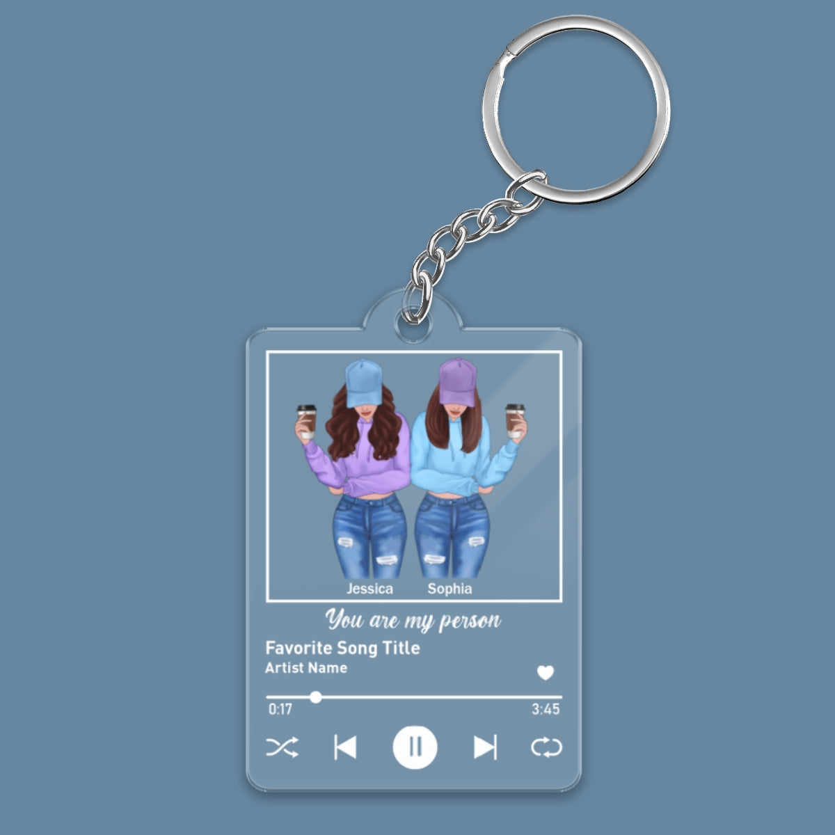 Front View Besties Favorite Song Personalized Acrylic Keychain